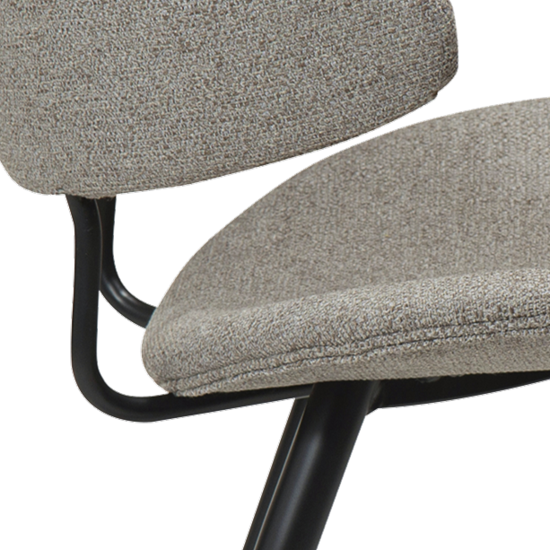 SELA boucle fabric dining chair with pointed backrest and black legs from AK Interior Living