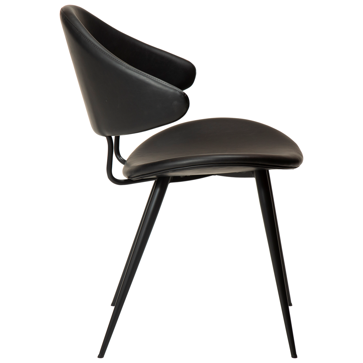 ANT leather dining chair with pointed backrest and black conical legs from AK Interior Living
