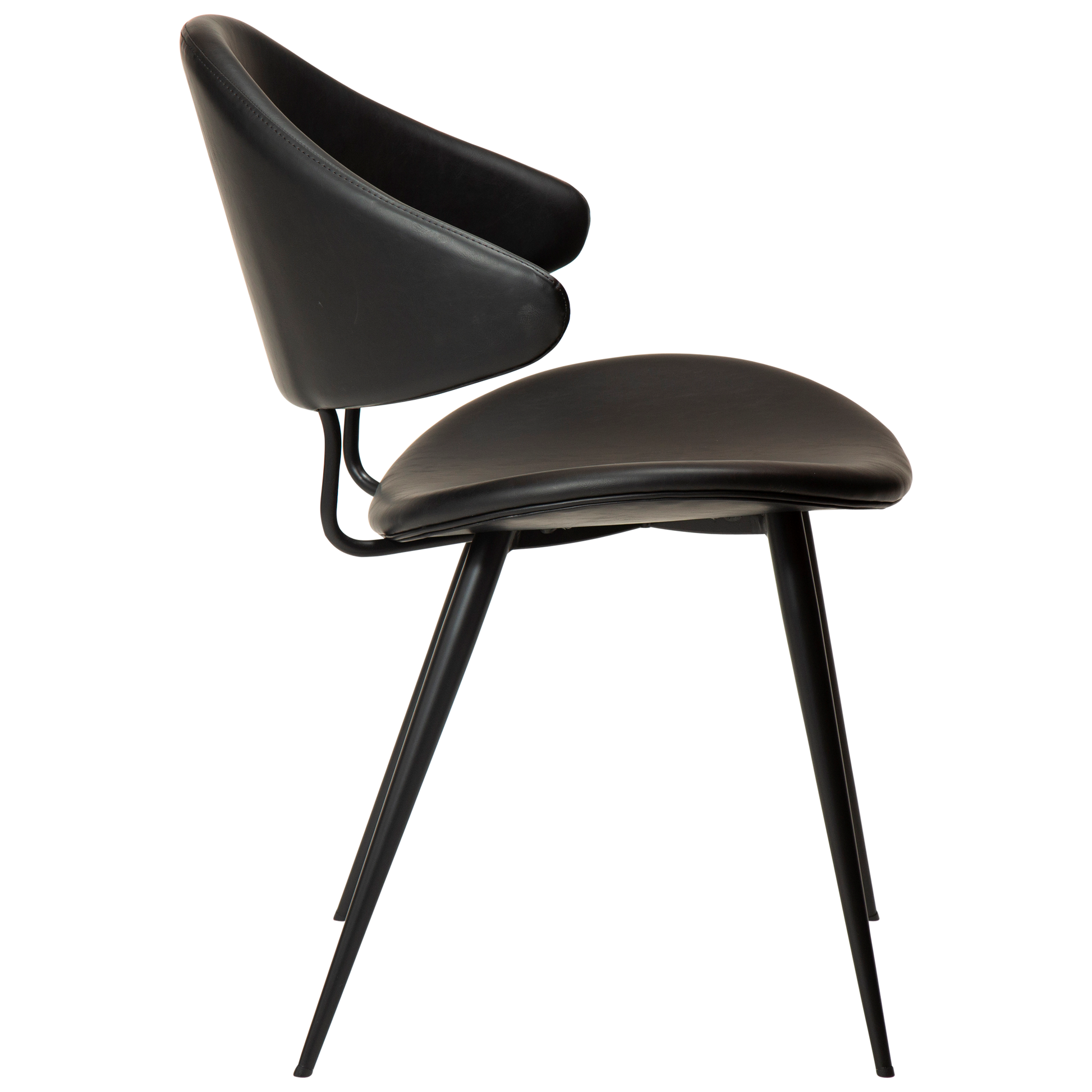 ANT leather dining chair with pointed backrest and black conical legs from AK Interior Living