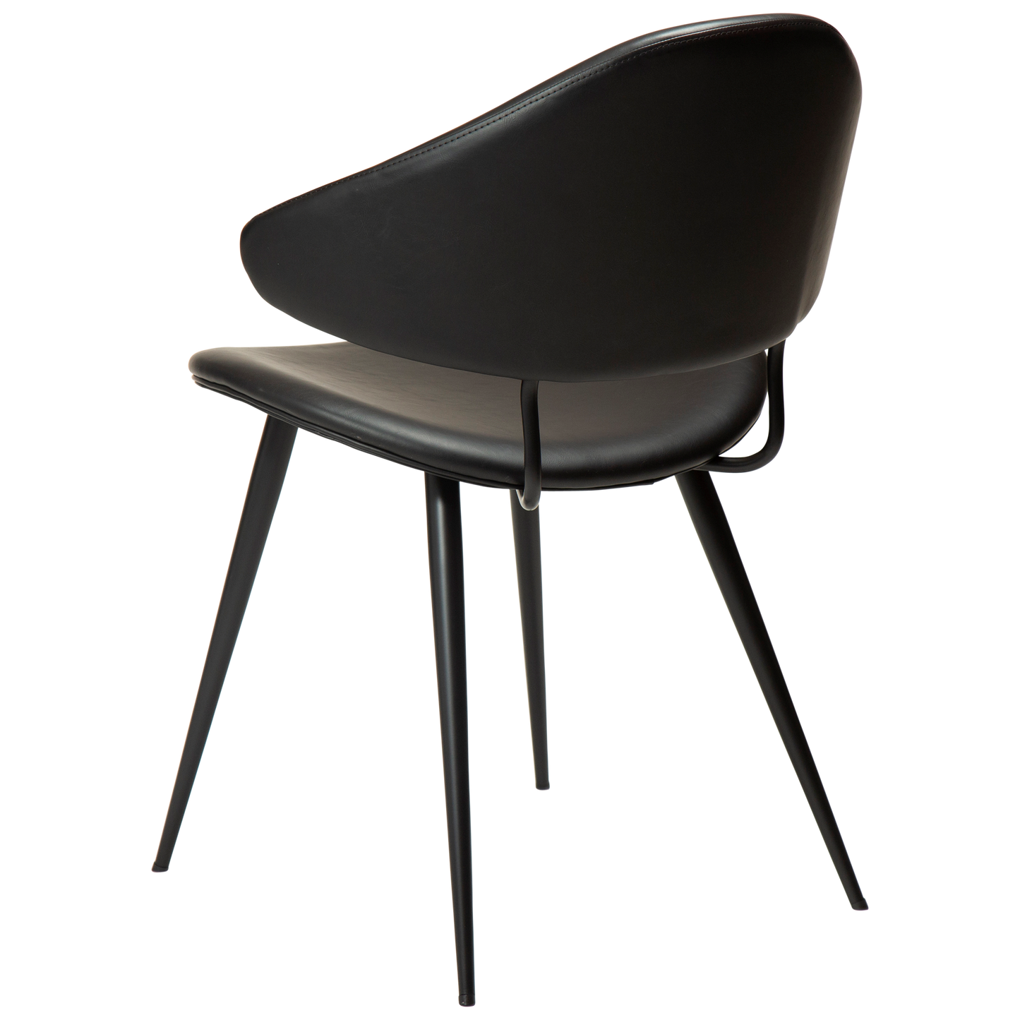 ANT leather dining chair with pointed backrest and black conical legs from AK Interior Living