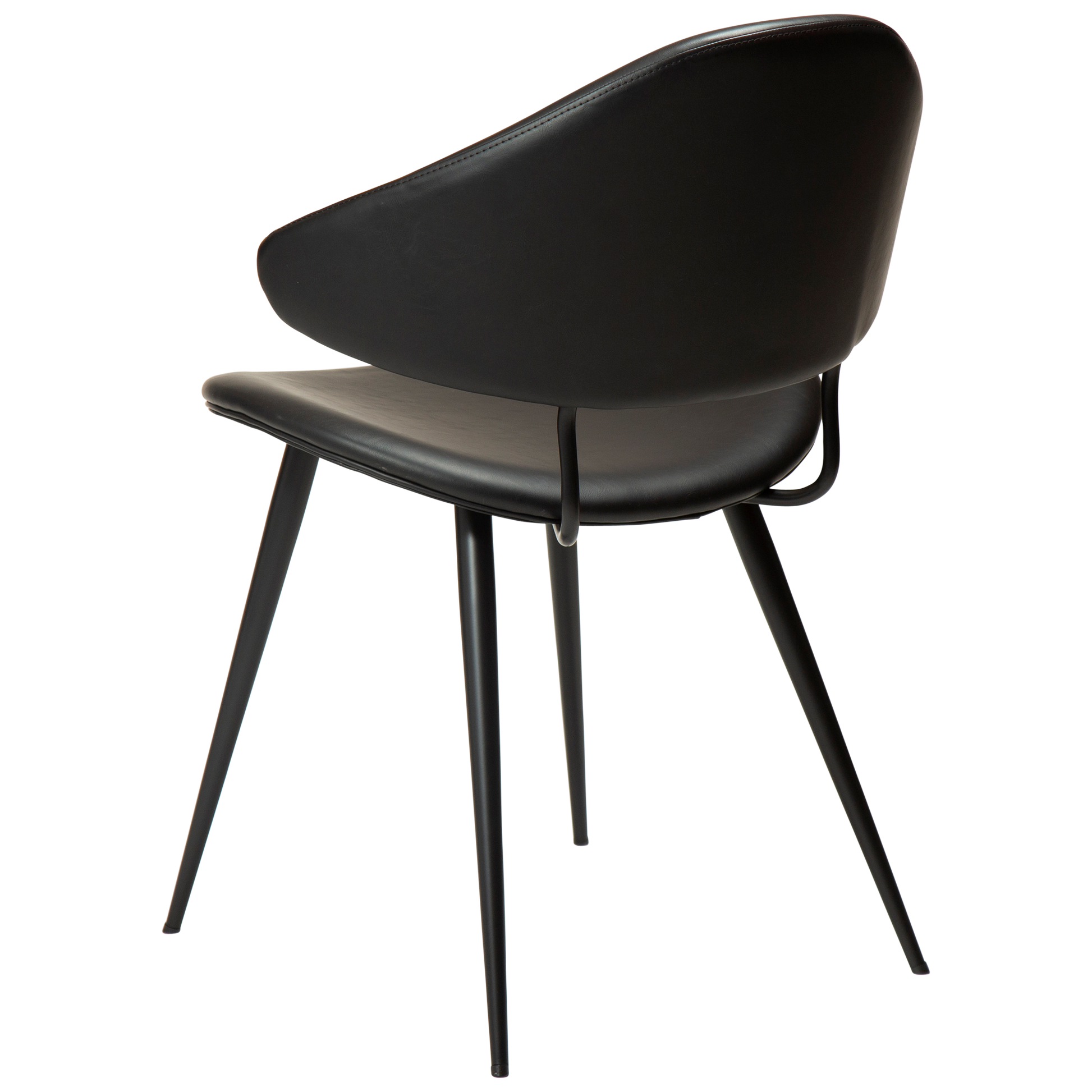 ANT leather dining chair with pointed backrest and black conical legs from AK Interior Living