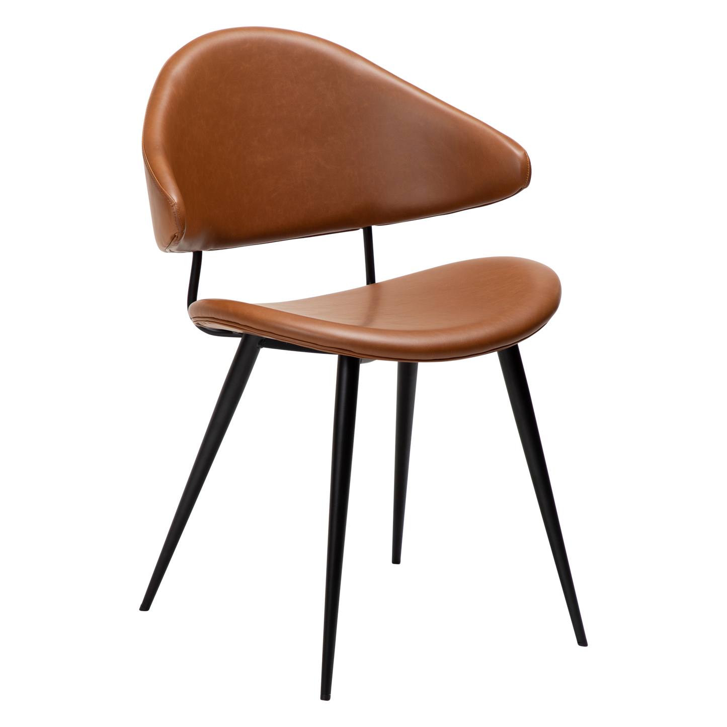 ANT leather dining chair with pointed backrest and black conical legs from AK Interior Living