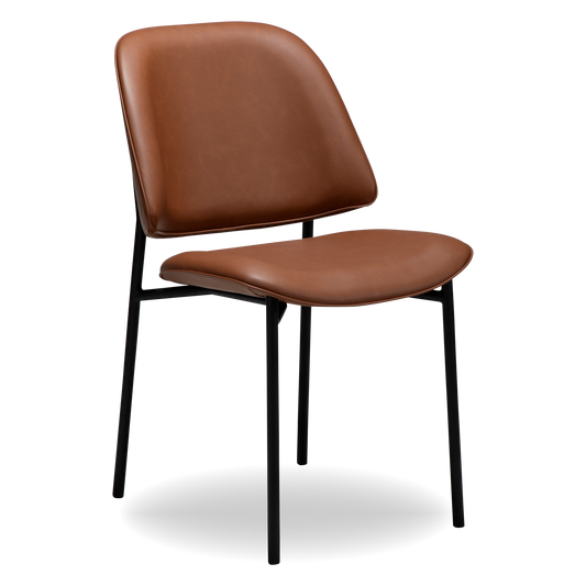 UMA leather dining chair with curved seat and black legs from AK Interior Living
