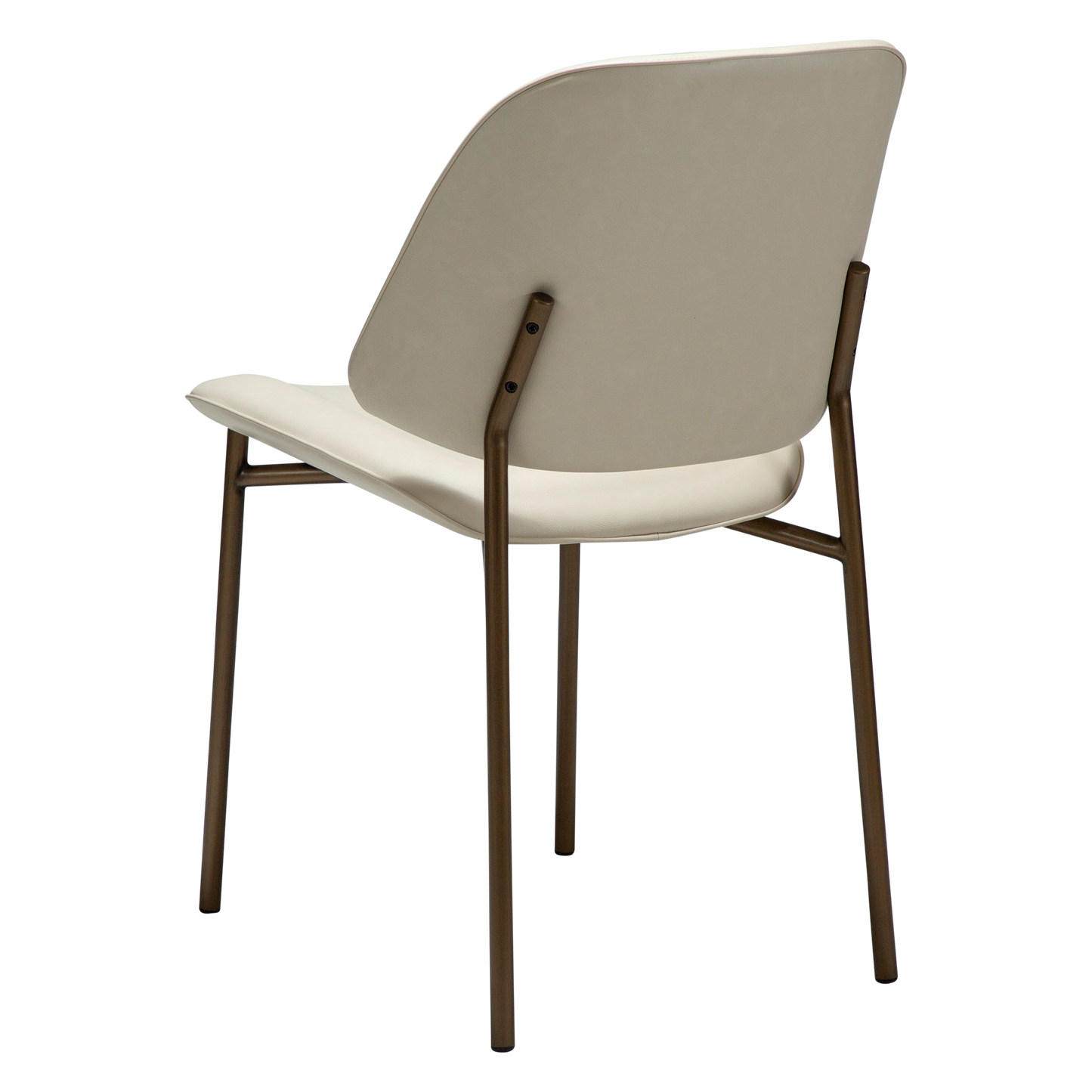 GRACE dining chair in frosted almond faux leather with antique brass legs from AK Interior Living