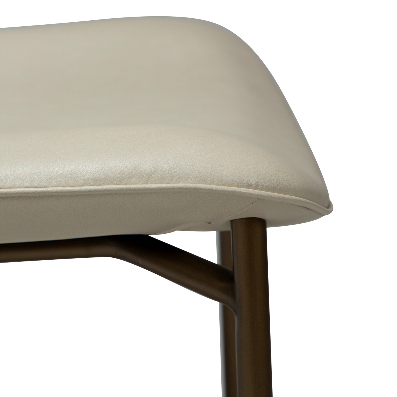 GRACE dining chair in frosted almond faux leather with antique brass legs from AK Interior Living
