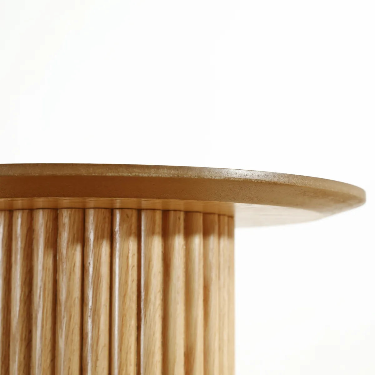Gala round oak veneer sofa end table with fluted pedestal base – AK Interior Living