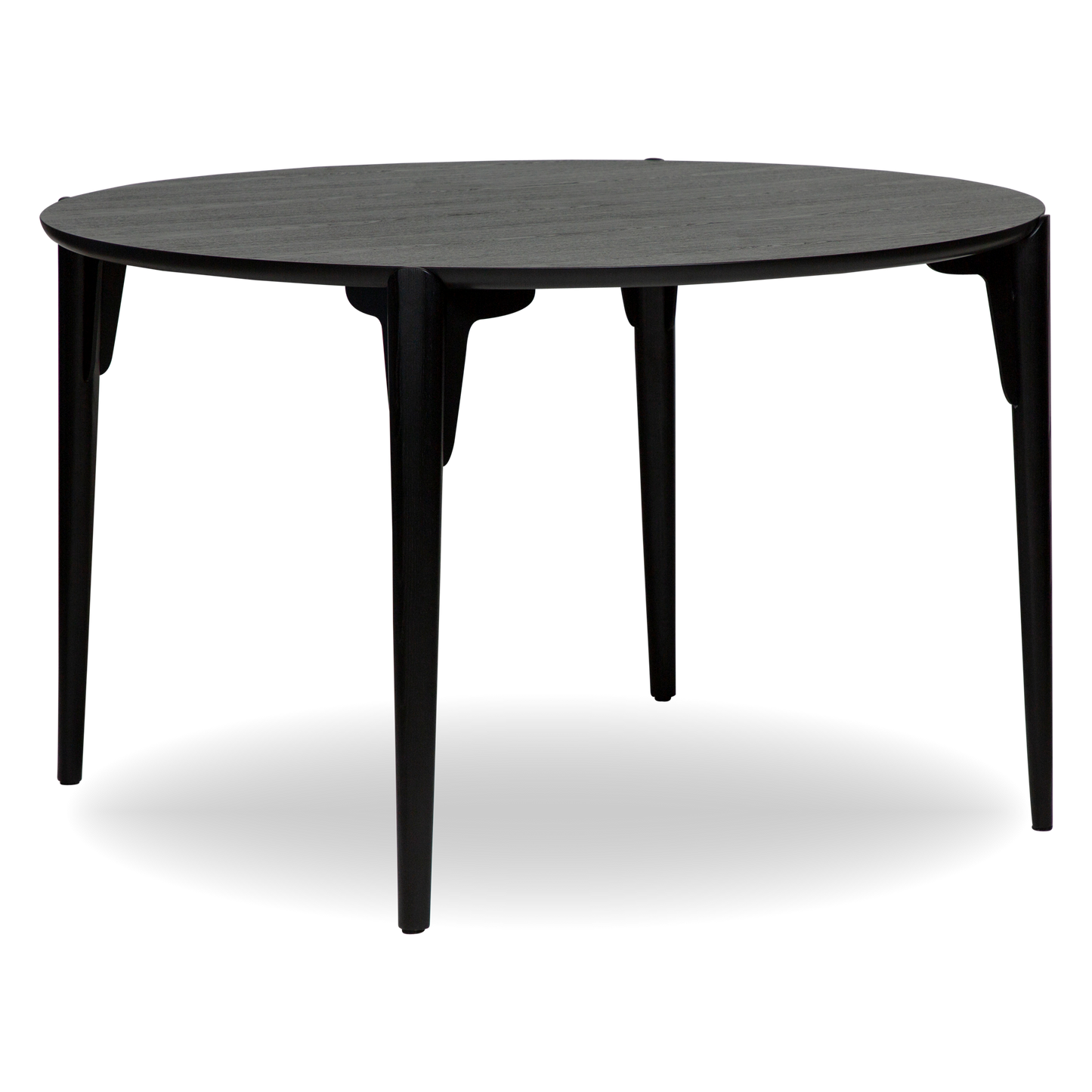 DAX round dining table in black stained ash veneer with sculpted black ash legs – AK Interior Living