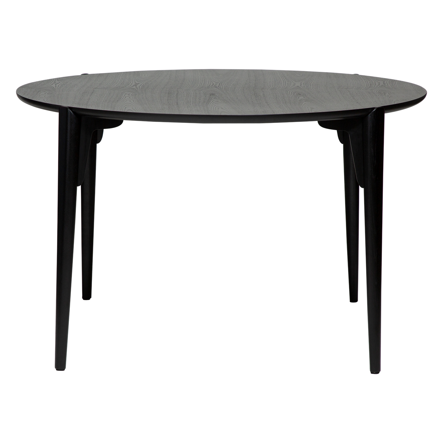 DAX round dining table in black stained ash veneer with sculpted black ash legs – AK Interior Living