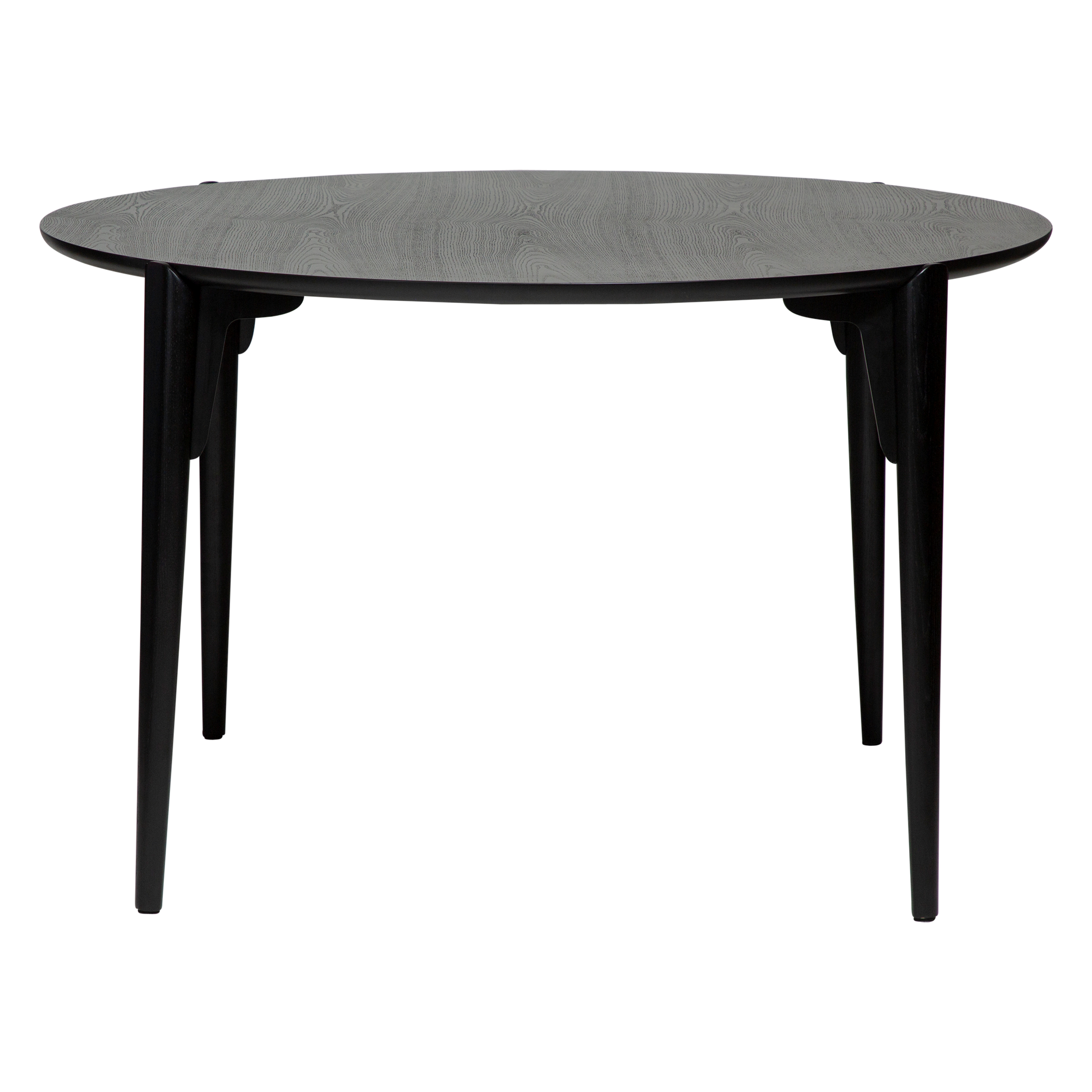 DAX round dining table in black stained ash veneer with sculpted black ash legs – AK Interior Living