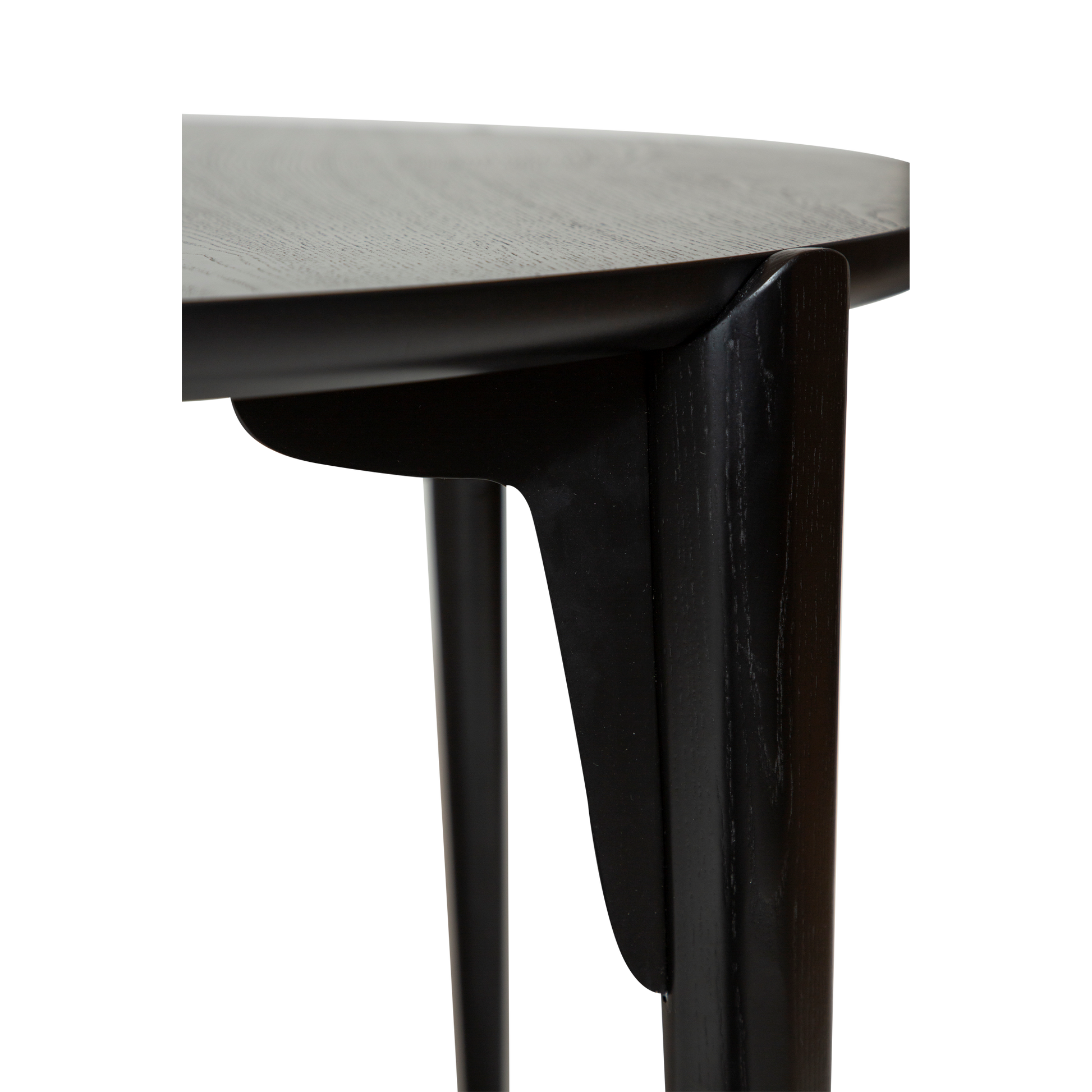 DAX round dining table in black stained ash veneer with sculpted black ash legs – AK Interior Living