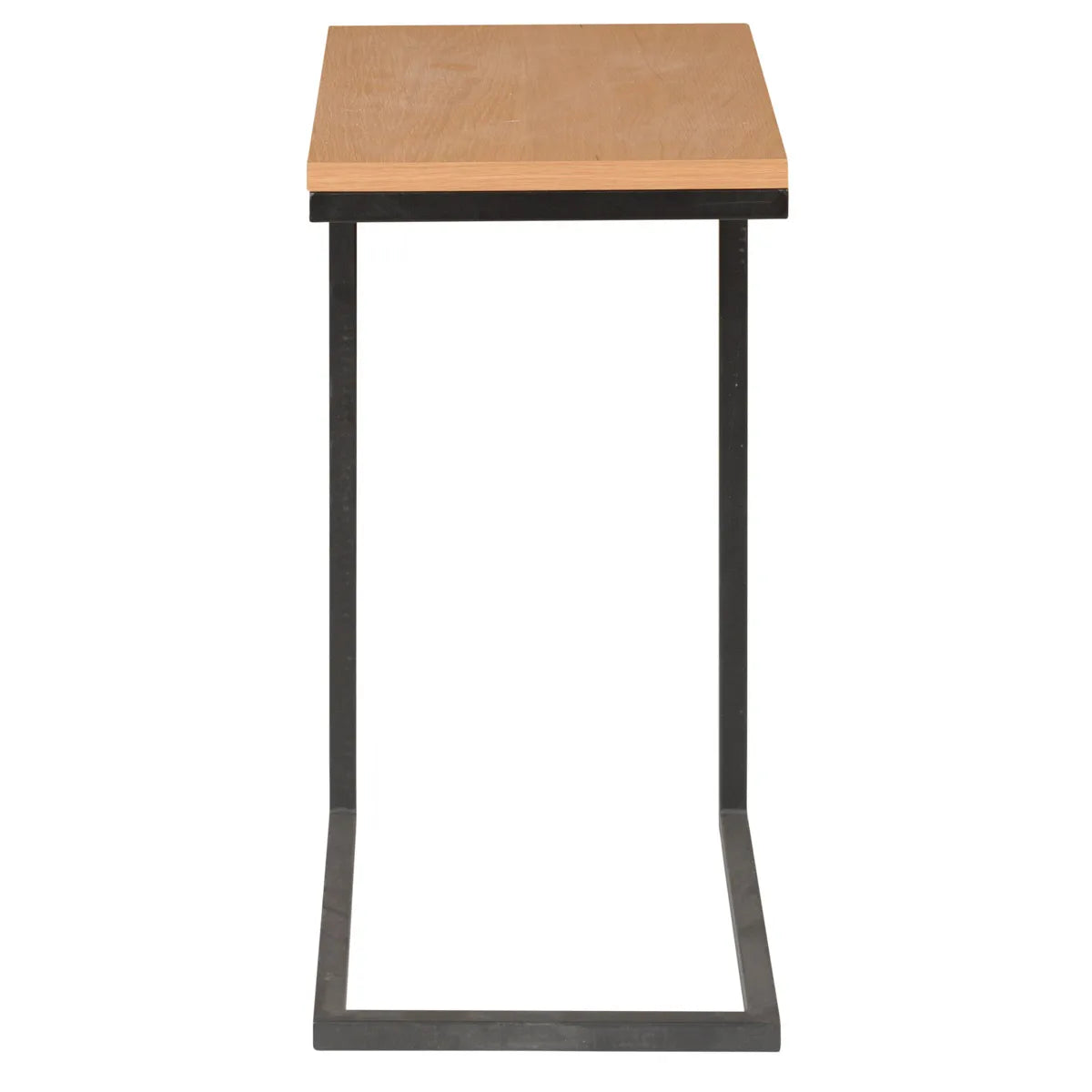 Clara natural C-shaped sofa side table with wood top and black metal base – AK Interior Living