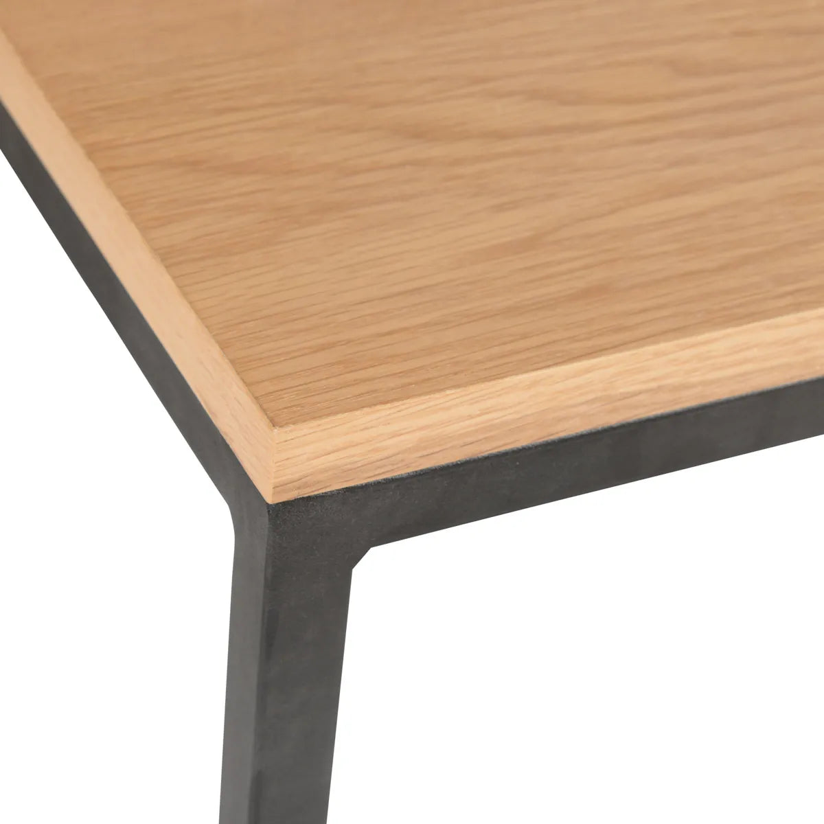 Clara natural C-shaped sofa side table with wood top and black metal base – AK Interior Living