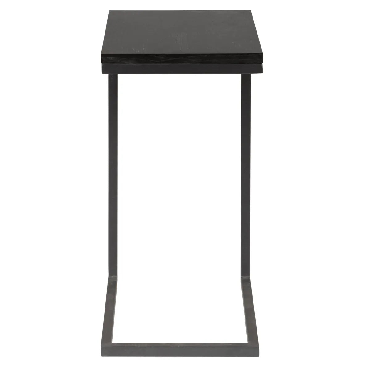 Pia C-shaped black side table with minimalist design and wooden top – AK Interior Living