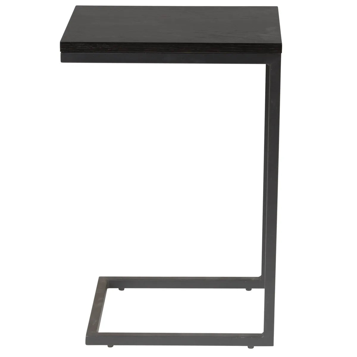 Pia C-shaped black side table with minimalist design and wooden top – AK Interior Living