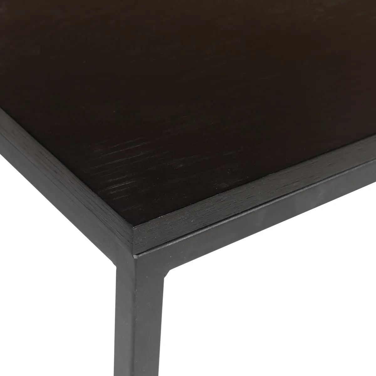 Pia C-shaped black side table with minimalist design and wooden top – AK Interior Living