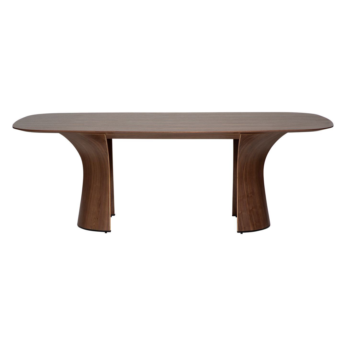 Ruben walnut veneer dining table with curved pedestal base by AK Interior Living