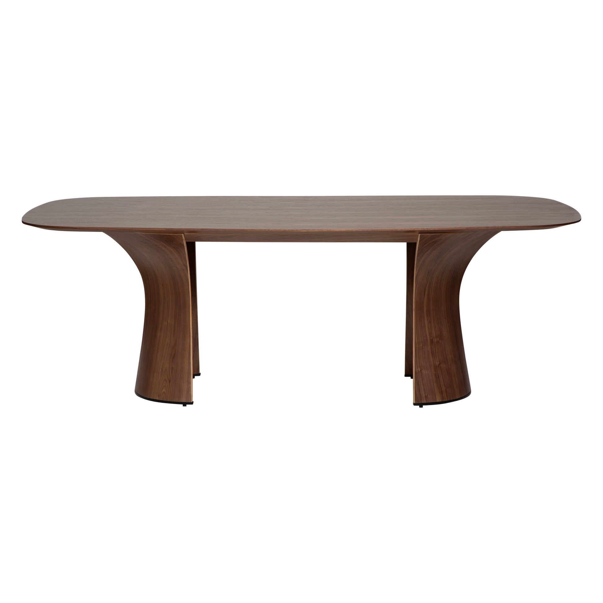Ruben walnut veneer dining table with curved pedestal base by AK Interior Living