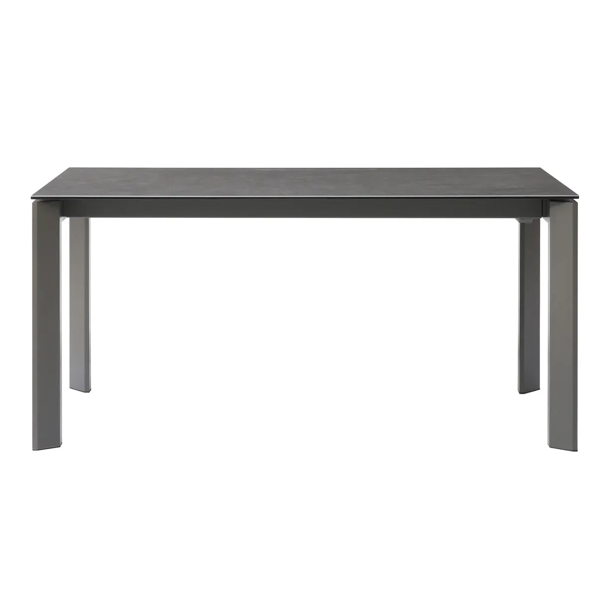 Andrés 160 cm Black Ceramic Dining Table with Extension Leaf and matte grey frame