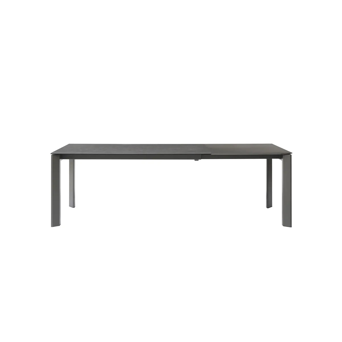 Andrés 160 cm Black Ceramic Dining Table with Extension Leaf and matte grey frame