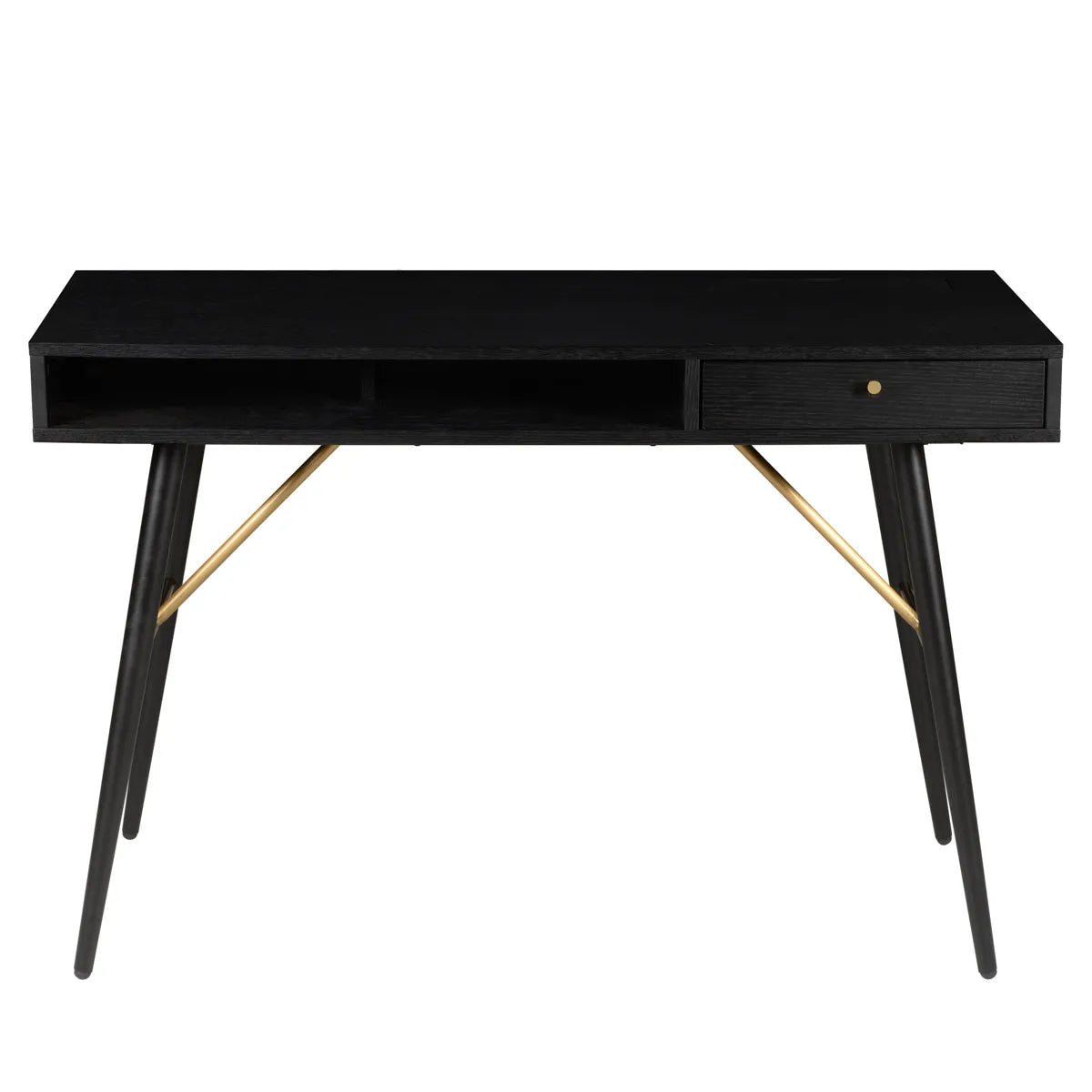 Lía black office desk with drawer and open shelf – AK Interior Living
