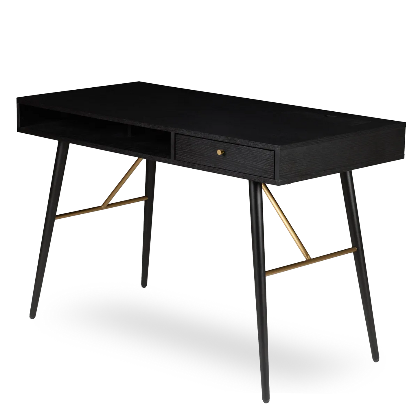 Lía black office desk with drawer and open shelf – AK Interior Living