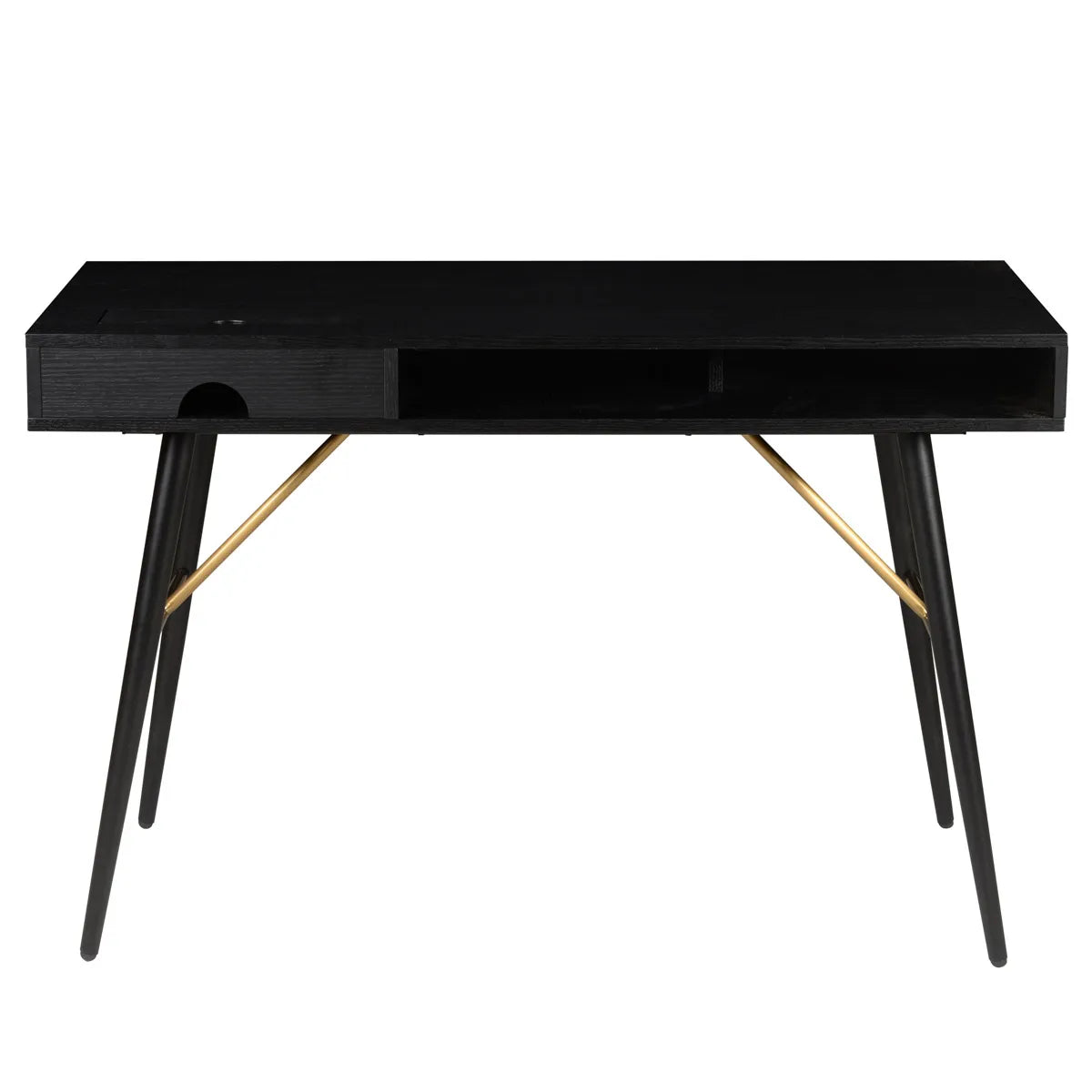 Lía black office desk with drawer and open shelf – AK Interior Living