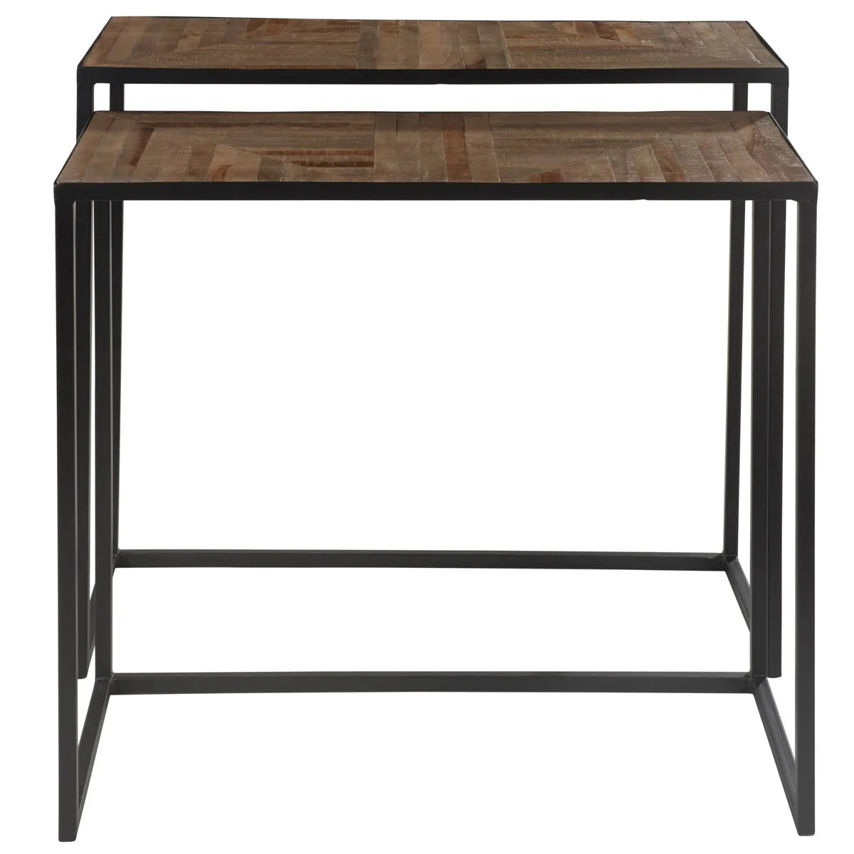 Luisa nesting console tables set of 2 with wooden tops and black metal frames – AK Interior Living