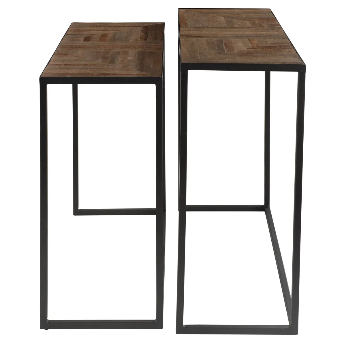 Luisa nesting console tables set of 2 with wooden tops and black metal frames – AK Interior Living