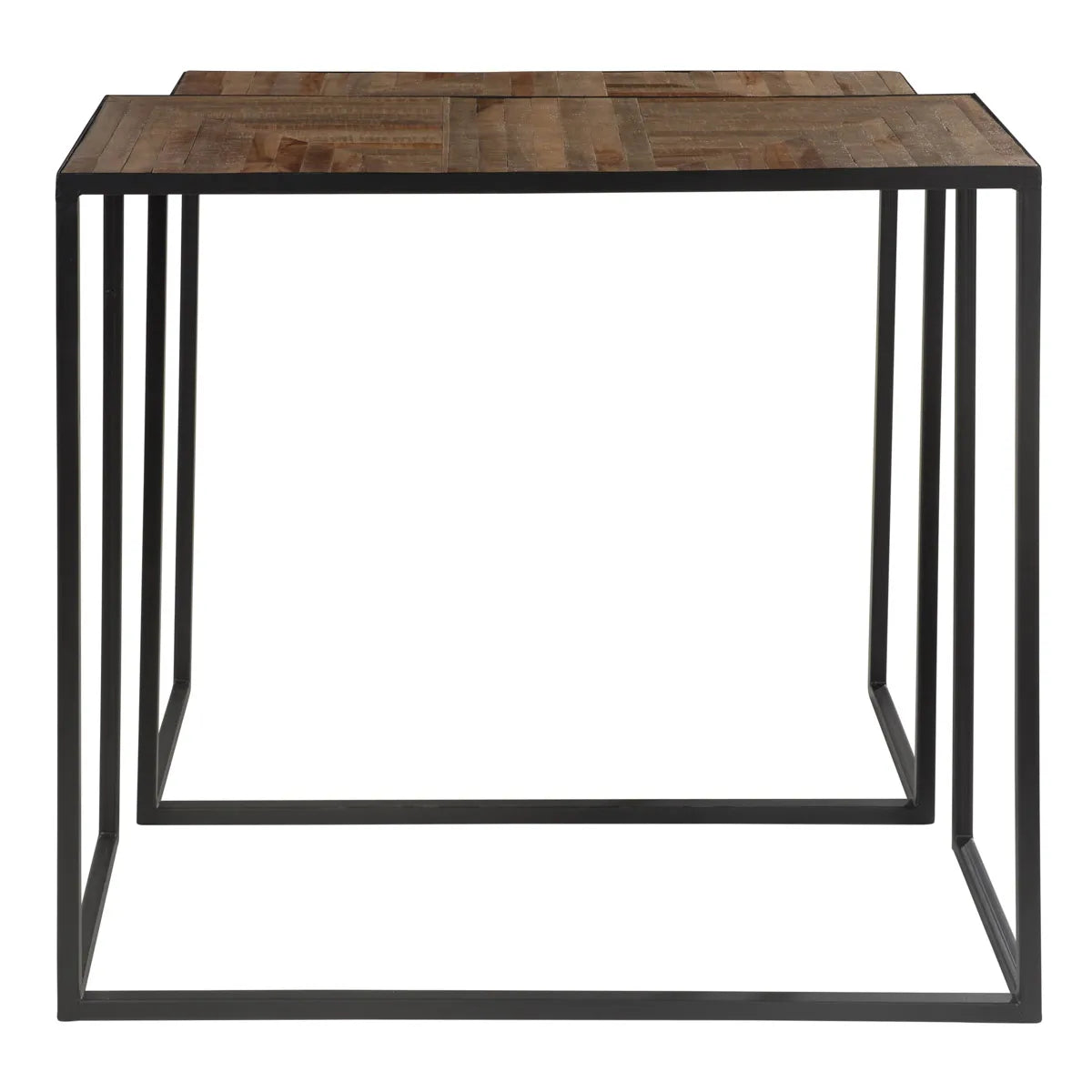 Luisa nesting console tables set of 2 with wooden tops and black metal frames – AK Interior Living