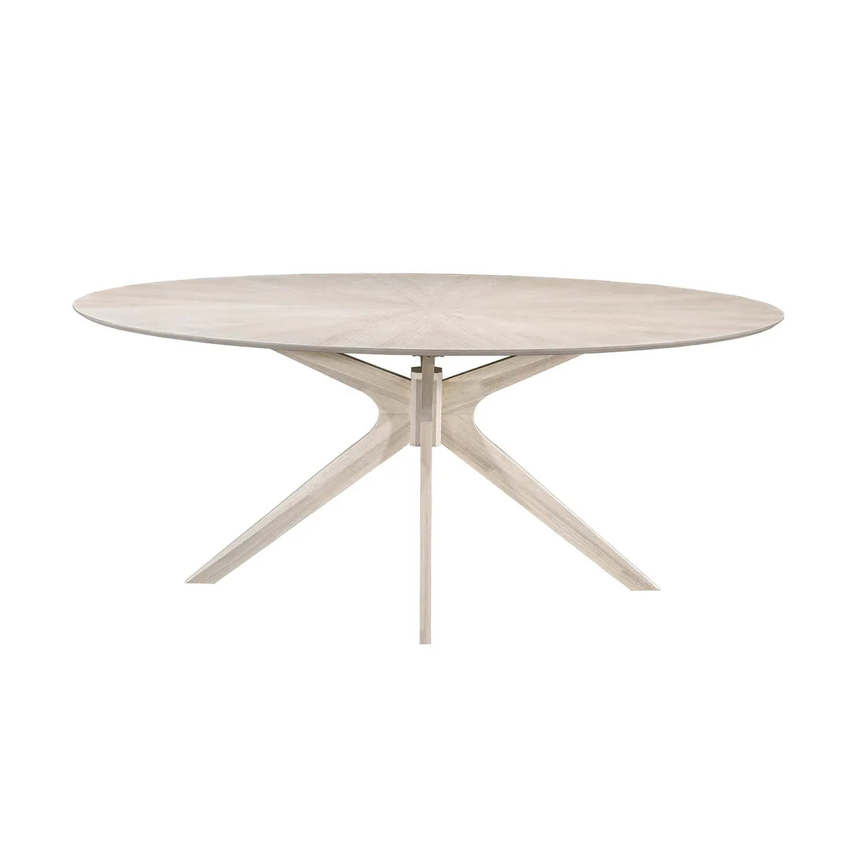 Aitor 180 cm Oval Dining Table with sculptural oak veneer base and starburst top
