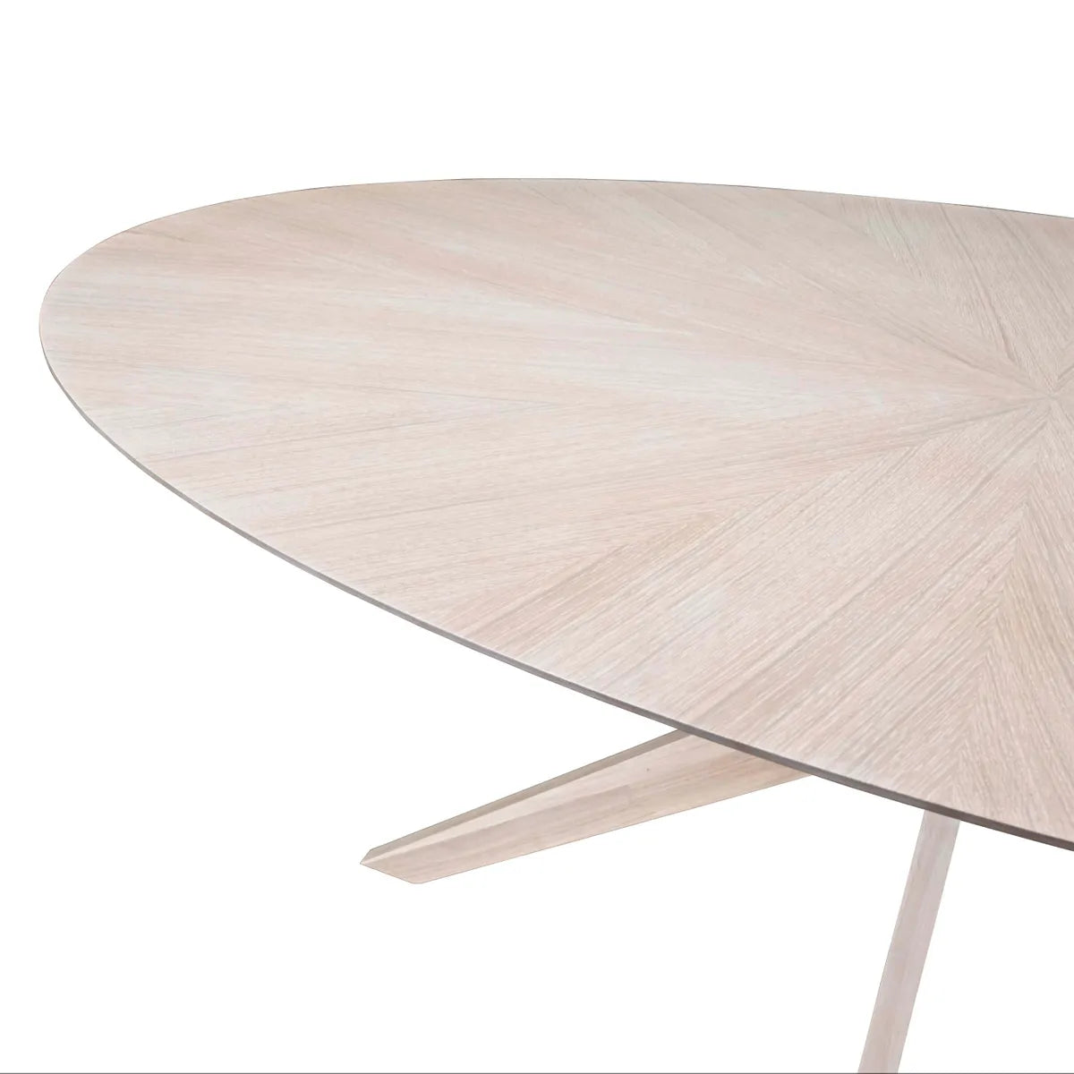 Aitor 180 cm Oval Dining Table with sculptural oak veneer base and starburst top