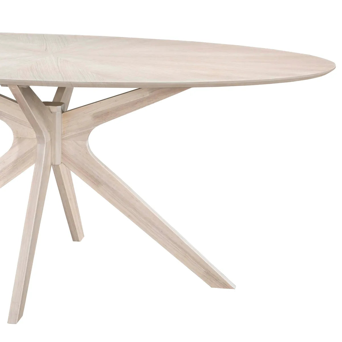 Aitor 180 cm Oval Dining Table with sculptural oak veneer base and starburst top