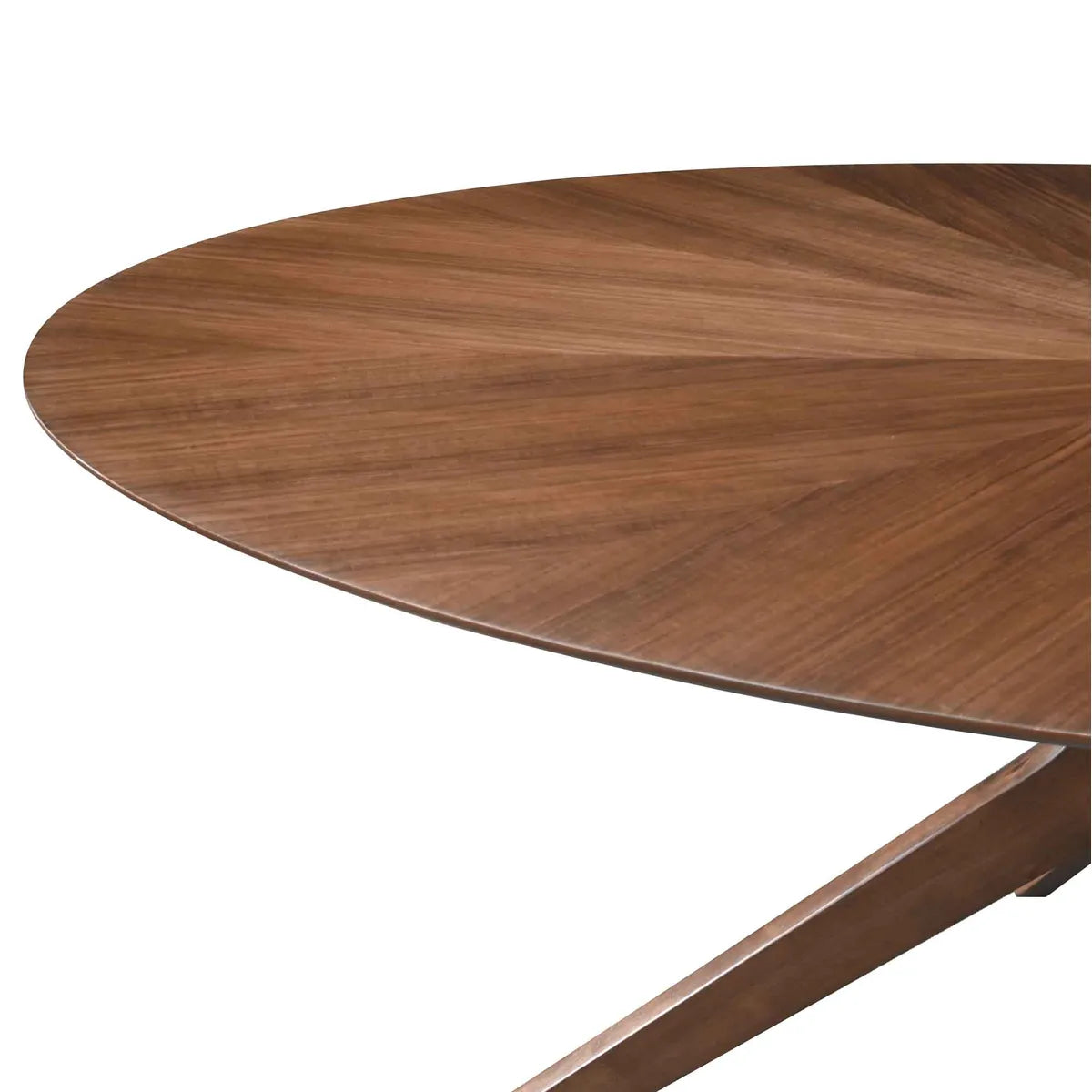 Alonso 180 cm Oval Dining Table with walnut veneer top and sculptural star-shaped base
