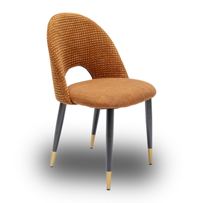 HARRY Orange Chair with textured fabric and gold-accented black legs