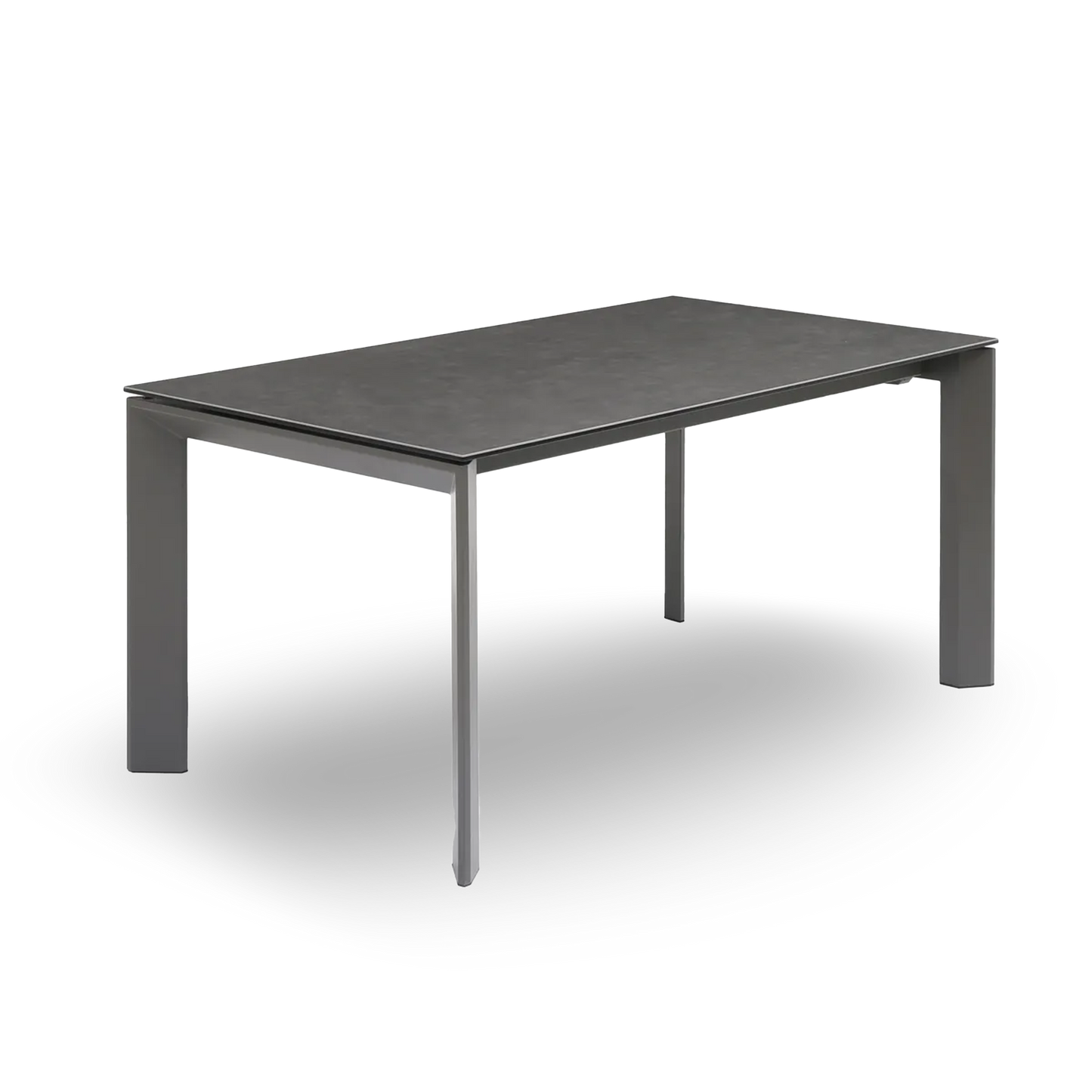 Andrés 160 cm Black Ceramic Dining Table with Extension Leaf and matte grey frame