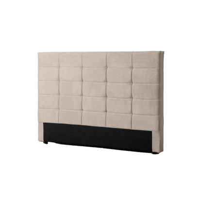 Rodrigo beige fabric headboard with stitched square pattern, 160 cm wide