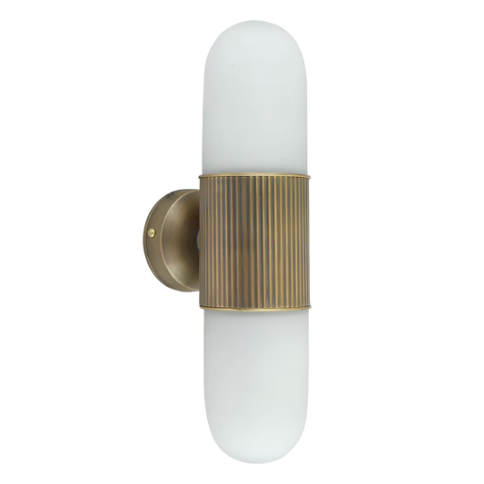 Ona frosted glass and antique brass bathroom wall lamp – AK Interior Living