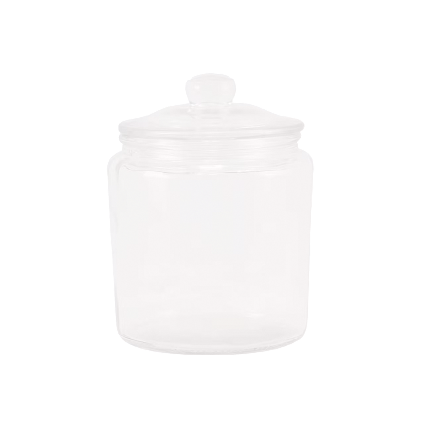 Vega Glass Jar large size – clear glass storage jar with elegant lid, Ø 13 x H 16.5 cm.