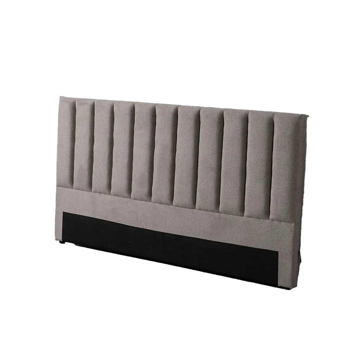 Amaia grey upholstered headboard with vertical channels, 190 cm wide, ideal for king or queen size beds, modern fabric design