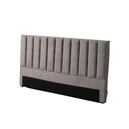 Amaia grey upholstered headboard with vertical channels, 190 cm wide, ideal for king or queen size beds, modern fabric design