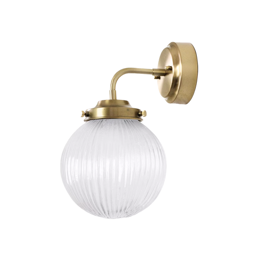 Manuela wall lamp with brass or nickel finish and clear ribbed glass – AK Interior Living