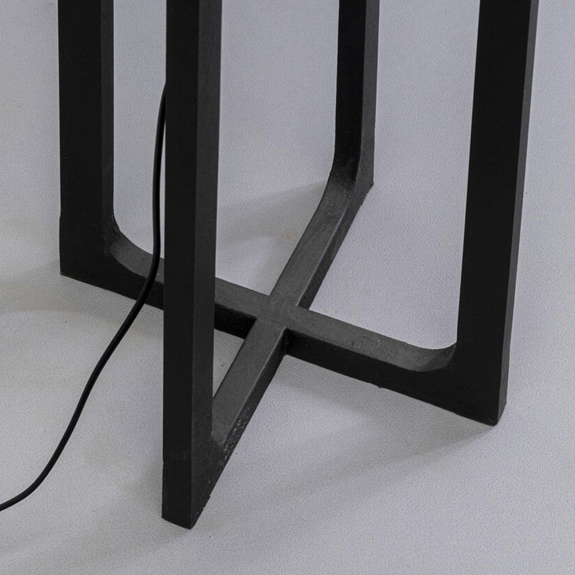 MICHAEL Black Floor Lamp with geometric base and fabric shade, 160cm tall