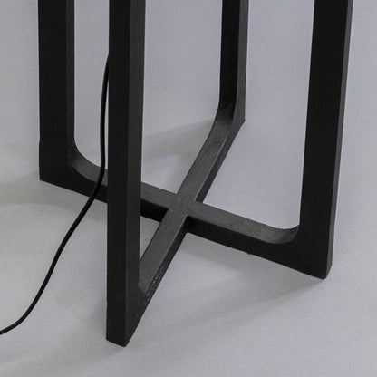 MICHAEL Black Floor Lamp with geometric base and fabric shade, 160cm tall