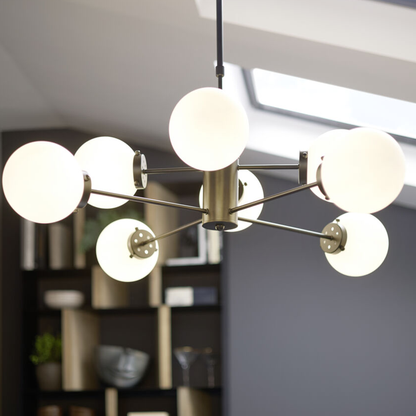 VIN Heavenly Gold Lamp with opal glass globes and brass finish