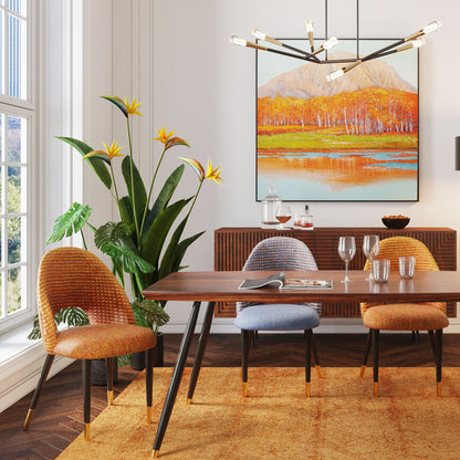 HARRY Orange Chair with textured fabric and gold-accented black legs