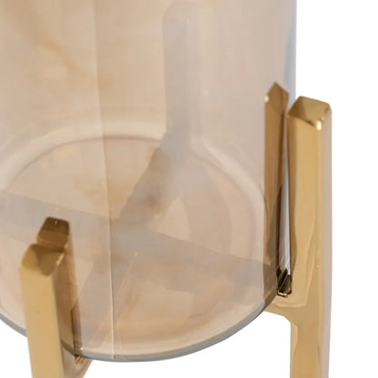 Julia gold glass-metal candle holder, compact luxury design