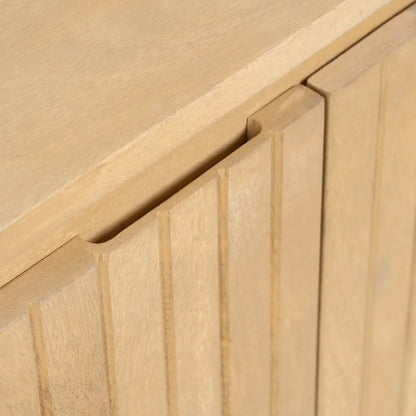 Alvaro buffet with natural wood finish and black iron legs in modern interior