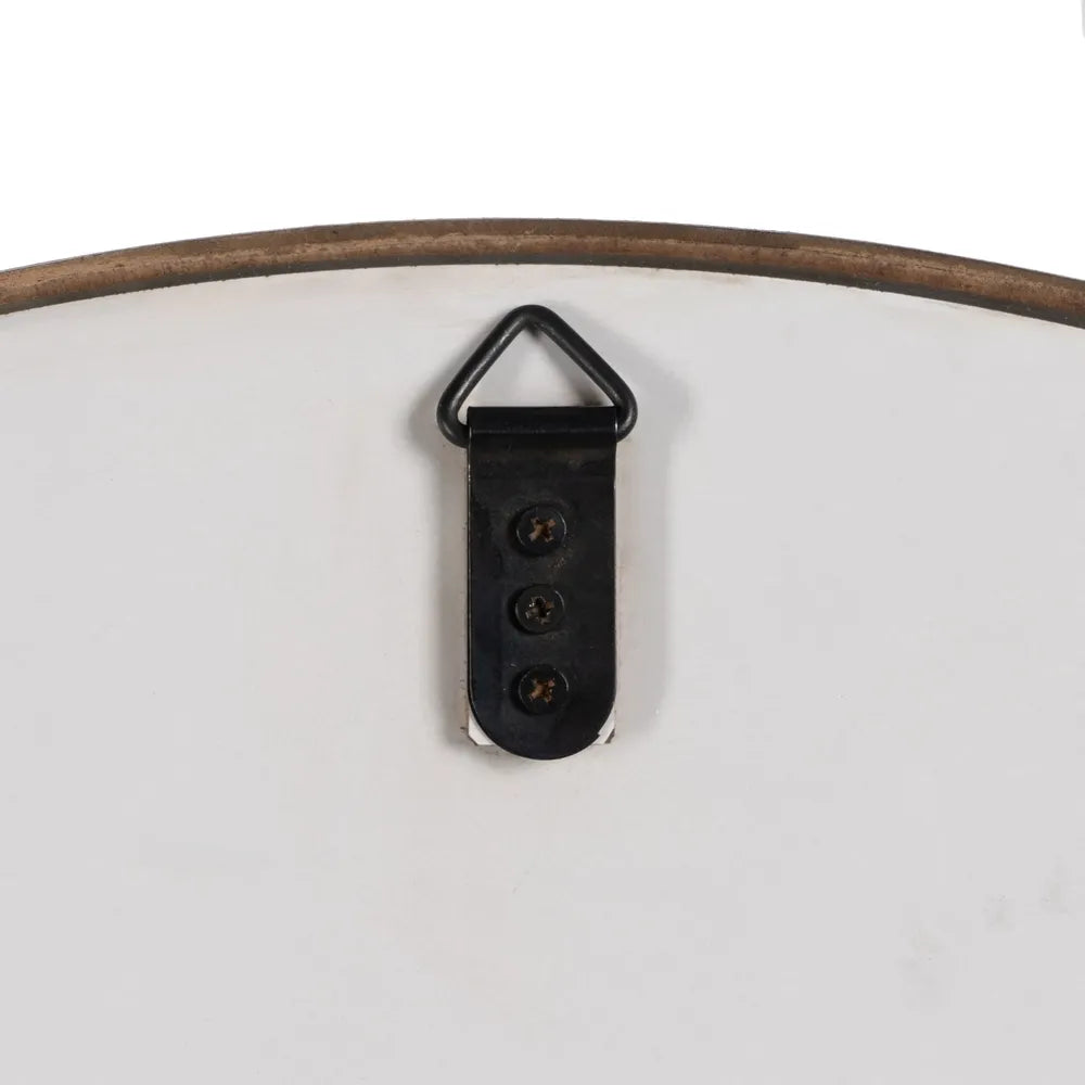 Alba round wall mirror with natural nude MDF frame in a modern interior