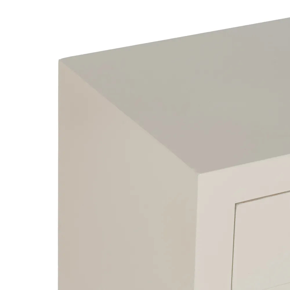 Blanca white wooden console with 6 drawers and brass handles