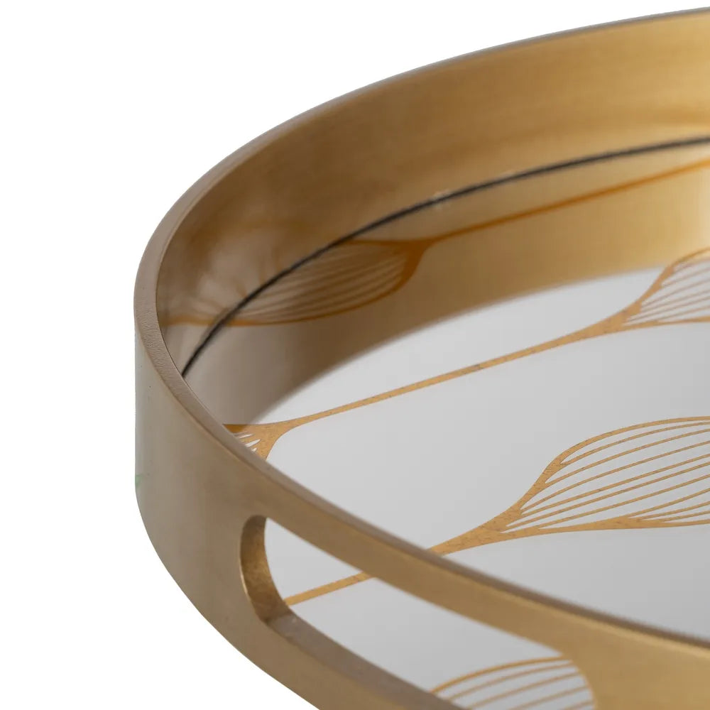 Clíodhna silver-gold mirror tray set with etched pattern for elegant decor